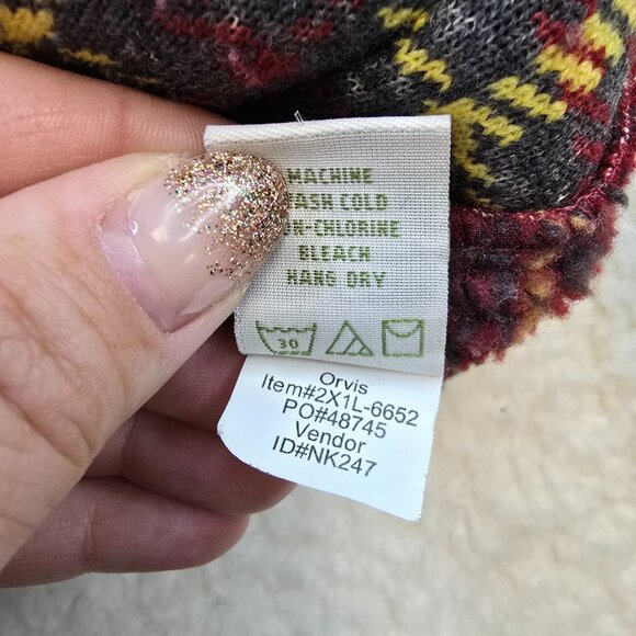 Orvis Vintage Jacket Fleece M Red Plaid Pockets Toggle Button Collar Flannel - Picture 8 of 9